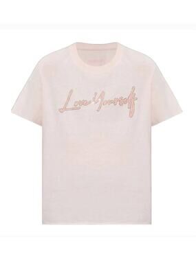 Zadig & Voltaire Pale Pink Tommer Love Yourself Diamanté T-Shirt - Size XS - New